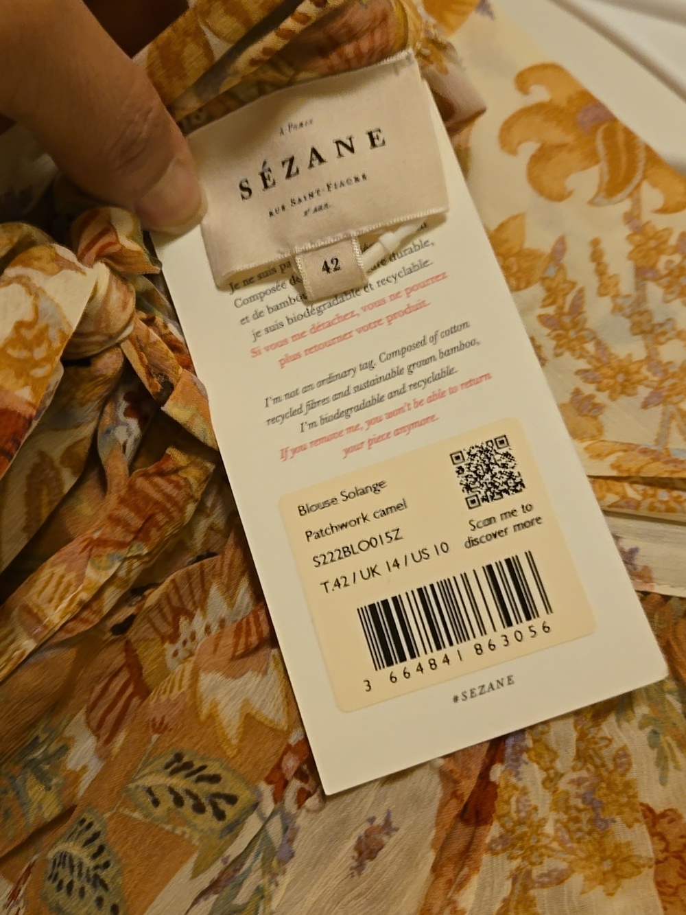 Sezane Solange Blouse in Floral Tan - Picture 11 of 14